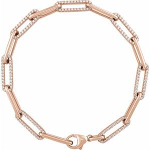14K Rose 1 CTW Natural Diamond Link 7" Bracelet-Natural Diamond-Natural Diamond