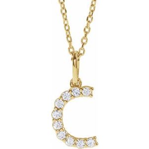 14K Yellow 1/6 CTW Lab-Grown Diamond Initial C 16-18" Necklace-Lab-Grown Diamond-Round