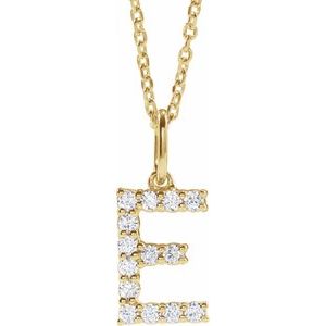 14K Yellow 1/5 CTW Lab-Grown Diamond Initial E 16-18" Necklace-Lab-Grown Diamond-Round