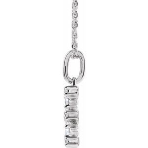 14K White 1/5 CTW Lab-Grown Diamond Initial E 16-18" Necklace-Lab-Grown Diamond-Round