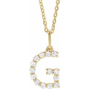 14K Yellow 1/5 CTW Lab-Grown Diamond Initial G 16-18" Necklace-Lab-Grown Diamond-Round