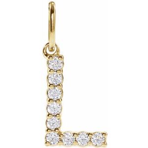 14K Yellow 1/8 CTW Lab-Grown Diamond Initial L Pendant-Lab-Grown Diamond-Round