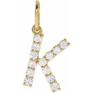 14K Yellow 1/5 CTW Lab-Grown Diamond Initial K Pendant-Lab-Grown Diamond-Round
