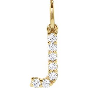 14K Yellow 1/8 CTW Lab-Grown Diamond Initial J Pendant-Lab-Grown Diamond-Round