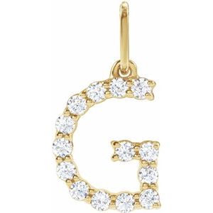 14K Yellow 1/5 CTW Lab-Grown Diamond Initial G Pendant-Lab-Grown Diamond-Round
