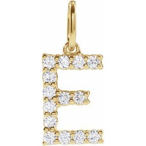 14K Yellow 1/5 CTW Lab-Grown Diamond Initial E Pendant-Lab-Grown Diamond-Round