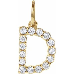 14K Yellow 1/4 CTW Lab-Grown Diamond Initial D Pendant-Lab-Grown Diamond-Round