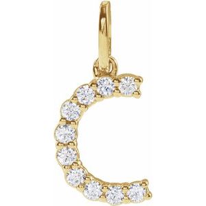 14K Yellow 1/6 CTW Lab-Grown Diamond Initial C Pendant-Lab-Grown Diamond-Round