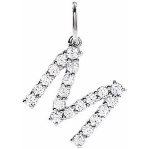 14K White 1/3 CTW Lab-Grown Diamond Initial M Pendant-Lab-Grown Diamond-Round