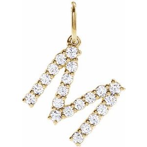 14K Yellow 1/3 CTW Lab-Grown Diamond Initial M Pendant-Lab-Grown Diamond-Round