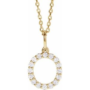 14K Yellow 1/4 CTW Lab-Grown Diamond Initial O 16-18" Necklace-Lab-Grown Diamond-Round