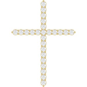 14K Yellow 1 CTW Lab-Grown Diamond Cross Pendant-Lab-Grown Diamond-37.23 X 27.62 Mm