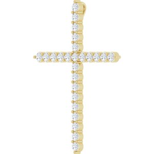 14K Yellow 1 CTW Lab-Grown Diamond Cross Pendant-Lab-Grown Diamond-37.23 X 27.62 Mm