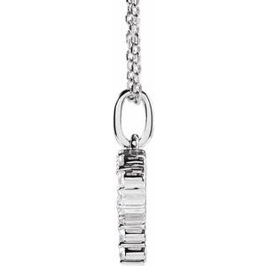 14K White 1/5 CTW Lab-Grown Diamond Initial P 16-18" Necklace-Lab-Grown Diamond-Round