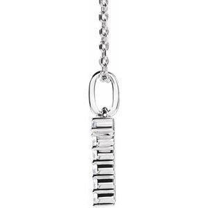 14K White 1/6 CTW Lab-Grown Diamond Initial T 16-18" Necklace-Lab-Grown Diamond-Round