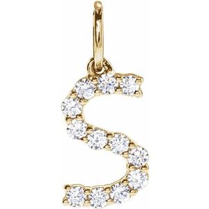 14K Yellow 1/5 CTW Lab-Grown Diamond Initial S Pendant-Lab-Grown Diamond-Round