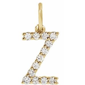 14K Yellow 1/5 CTW Lab-Grown Diamond Initial Z Pendant-Lab-Grown Diamond-Round