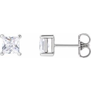 14K White 4.5 mm Square 1 CTW Lab-Grown Diamond Earrings-Pair-4.5 X 4.5Mm :: 1 Ctw