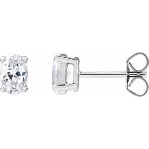14K White 3/4 CTW Lab-Grown Diamond Stud Earrings-Pair-6 X 4Mm :: 3/4 Ctw