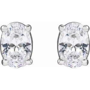 14K White 1 CTW Lab-Grown Diamond Stud Earrings-Pair-6.2 X 4.3Mm :: 1 Ctw