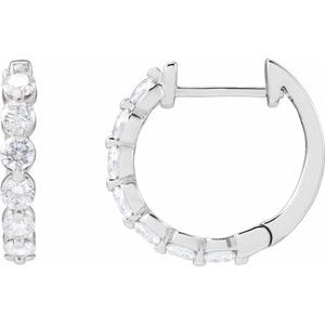 14K White 1 CTW Lab-Grown Diamond Hoop Earrings-Round-17 Mm