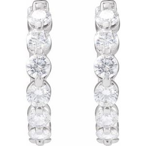 14K White 1 CTW Lab-Grown Diamond Hoop Earrings-Round-17 Mm