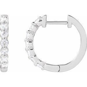 14K White 1/3 CTW Lab-Grown Diamond Hoop Earrings-Round-15.9 Mm