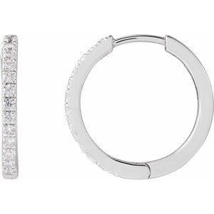 14K White 1/3 CTW Lab-Grown Diamond 16.3 mm Hoop Earrings-Round-16.3 Mm