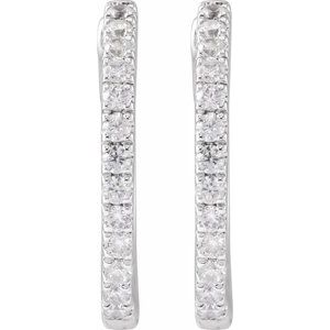 14K White 1/3 CTW Lab-Grown Diamond 16.3 mm Hoop Earrings-Round-16.3 Mm