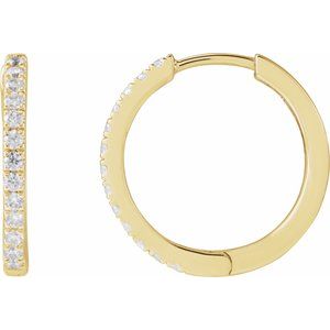 14K Yellow 1/3 CTW Lab-Grown Diamond 16.3 mm Hoop Earrings-Round-16.3 Mm