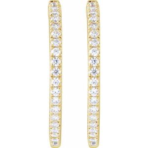 14K Yellow 1/2 CTW Lab-Grown Diamond 22.9 mm Hoop Earrings-Round-22.9 Mm