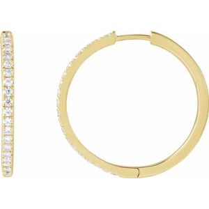 14K Yellow 1/2 CTW Lab-Grown Diamond 22.9 mm Hoop Earrings-Round-22.9 Mm