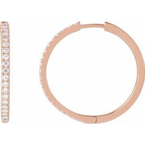 14K Rose 1/2 CTW Lab-Grown Diamond 22.9 mm Hoop Earrings-Round-22.9 Mm