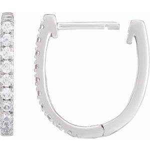 14K White 1/3 CTW Lab-Grown Diamond Hoop Earrings-2 Mm-Lab-Grown Diamond