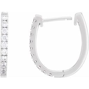 14K White 1/2 CTW Lab-Grown Diamond Hoop Earrings-2 Mm-Lab-Grown Diamond