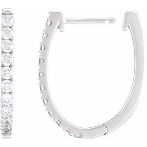 14K White 3/4 CTW Lab-Grown Diamond Hoop Earrings-2 Mm-Lab-Grown Diamond