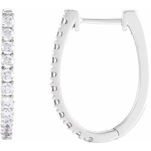 14K White 3/4 CTW Lab-Grown Diamond Hoop Earrings-2 Mm-Lab-Grown Diamond