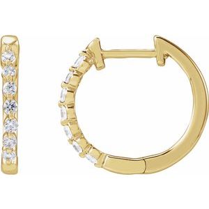 14K Yellow 1/5 CTW Lab-Grown Diamond Hoop Earrings-Round-15.3 Mm