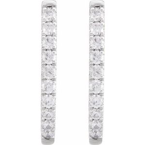 14K White 9/10 CTW Lab-Grown Diamond Hoop Earrings-2.5 Mm-Lab-Grown Diamond