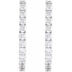 14K White 3/4 CTW Lab-Grown Diamond Hoop Earrings-2 Mm-Lab-Grown Diamond
