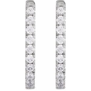 14K White 1/3 CTW Lab-Grown Diamond Hoop Earrings-2 Mm-Lab-Grown Diamond