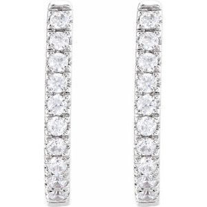 14K White 1/6 CTW Lab-Grown Diamond Hoop Earrings-2 Mm-Lab-Grown Diamond