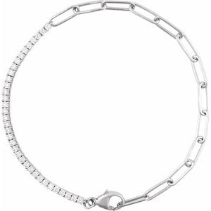 14K White 1 CTW Natural Diamond Line 7 1/2" Bracelet-Natural Diamond-Natural Diamond