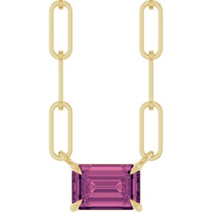 14K Yellow 6x4 mm Natural Pink Tourmaline Solitaire 18" Necklace-Natural Pink Tourmaline-6 X 4 Mm