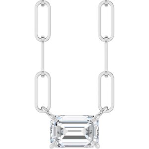 14K White 5/8 CT Lab-Grown Diamond Solitaire 16" Necklace-Lab-Grown Diamond-6 X 4Mm :: 5/8 Ct