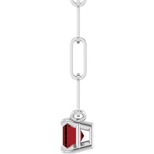 Sterling Silver 6x4 mm Natural Mozambique Garnet Solitaire 18" Necklace-Natural Mozambique Garnet-6 X 4 Mm