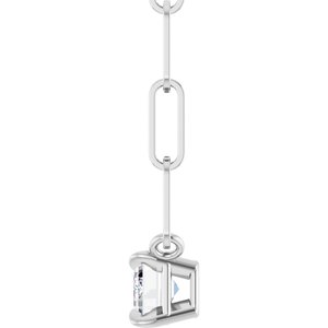 14K White 5/8 CT Lab-Grown Diamond Solitaire 16" Necklace-Lab-Grown Diamond-6 X 4Mm :: 5/8 Ct
