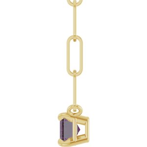 14K Yellow 6x4 mm Lab-Grown Alexandrite Solitaire 18" Necklace-Lab-Grown Alexandrite-6 X 4 Mm