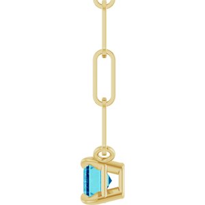 14K Yellow 6x4 mm Natural Blue Zircon Solitaire 18" Necklace-Natural Blue Zircon-6 X 4 Mm