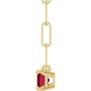 14K Yellow 6x4 mm Lab-Grown Ruby Solitaire 18" Necklace-Lab-Grown Ruby-6 X 4 Mm